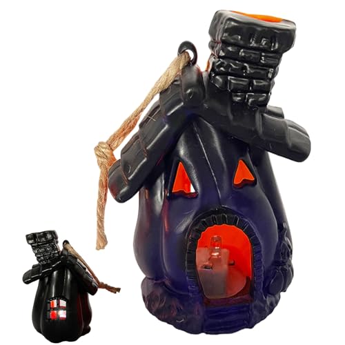 Sionhiuo Halloween Deko,Beleuchtetes Halloween Dorfhaus - Kürbis Düstere Gotische Beleuchtung Für Innenraum Wohnzimmer Schlafzimmer Garten Flur Fest von Sionhiuo