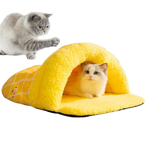 Sionhiuo Höhlenkatzenbett,Katzenbett mit Kapuze - Zusammenklappbares Kätzchenhöhlenbett in Pantoffelform,Halbgeschlossenes Cartoon-Weichhaus, faltbare Katzenschlafhaushöhle für Kätzchen, kleine Hunde, Sionhiuo Höhlenkatzenbett,Katzenbett mit Kapuze - Zusammenklappbares Kätzchenhöhlenbett in Pantoffelform,Halbgeschlossenes Cartoon-Weichhaus, faltbare Katzenschlafhaushöhle für Kätzchen, kleine Hunde, von Sionhiuo