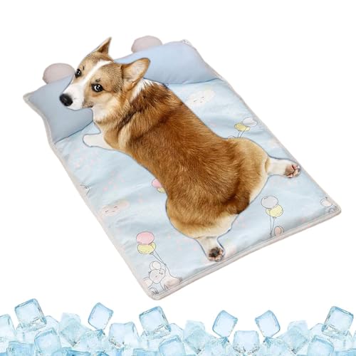 Sionhiuo Hundekühlmatte,Kühlkissen Für Haustiere - Eismatte mit Kissen für Transportbox Käfig Hundezuhause Sofa Auto bei drinnen draußen von Sionhiuo