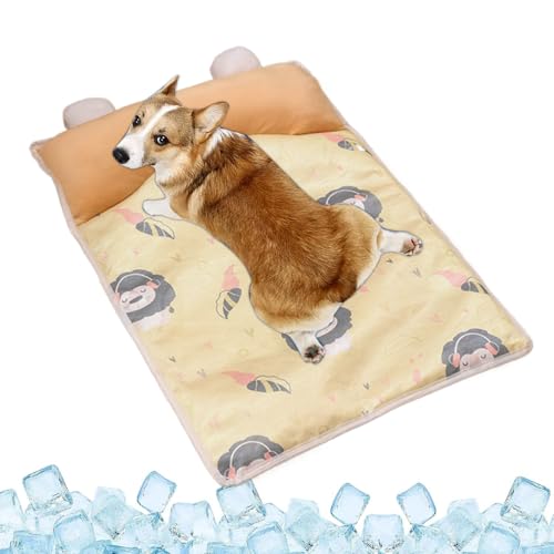 Sionhiuo Hundekühlmatte - Kühlkissen Für Haustiere - Eismatte mit Kissen für Transportbox Käfig Hundezuhause Sofa Auto bei drinnen draußen von Sionhiuo