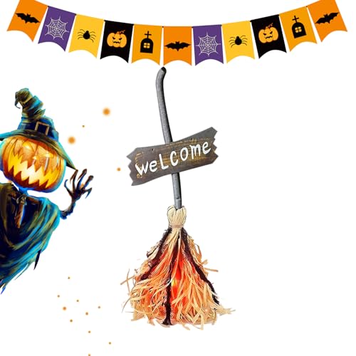 Sionhiuo Schwebender Hexenbesen, Beleuchteter Flugbesen Deko, Außendekoration Mit Lachgeräuschen Für Einfahrt Garten Terrasse Geisterhaus Sionhiuo Schwebender Hexenbesen, Beleuchteter Flugbesen Deko, Außendekoration Mit Lachgeräuschen Für Einfahrt Garten Terrasse Geisterhaus von Sionhiuo