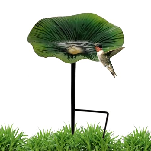 Sionhiuo Vogelbad Für Draußen | Vogelfutterstation Mit Metallstange Und Vogeltränke - wasserdichte Dekorative Futterstelle Schöne Gartendekoration Für Terrasse Garten Outdoor von Sionhiuo