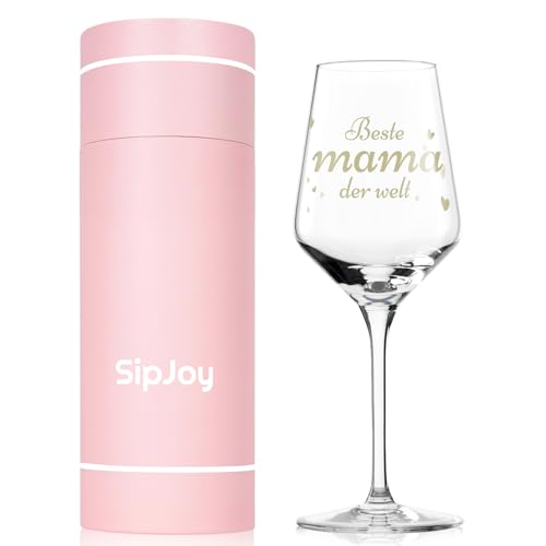 SipJoy Weihnachtsgeschenke für Mama, 550ml Weinglas mit Gravur Beste Mama Der Welt, Geburtstagsgeschenk für Mama, Personalisierte Geschenke für Mama, Geschenkideen 2024 Coole Muttertagsgeschenke von SipJoy