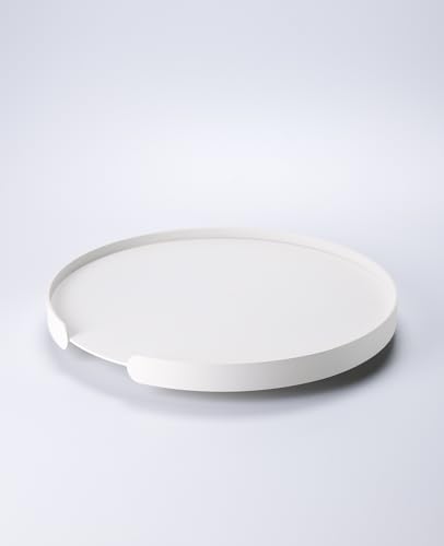 Siqual Design Rundes Metalltablett mit Reling, stilvoll & vielseitig für Servieren & Dekoration, Made in EU – Tablett LILO (Cremeweiß) von Siqual Design