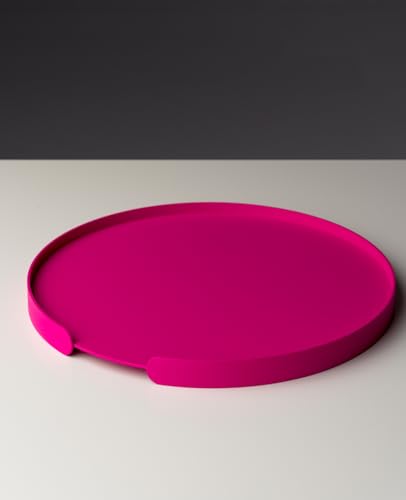 Siqual Design Rundes Metalltablett mit Reling, stilvoll & vielseitig für Servieren & Dekoration, Made in EU – Tablett LILO (Pinkmagenta) von Siqual Design