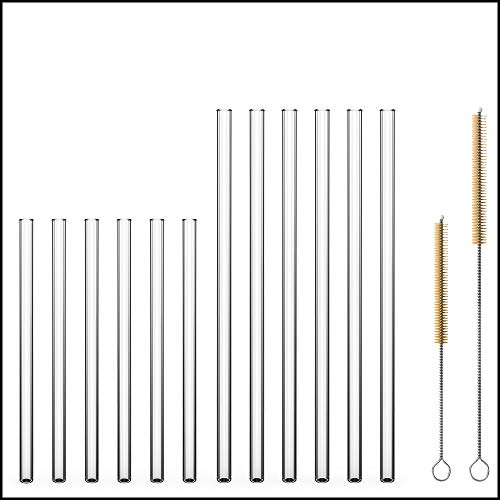 Sir Finley Monkey Glasstrohhalme kurz & lang (12 Stück) - Glas Strohhalme wiederverwendbar, spülmaschinenfest - 15cm & 20cm gerade transparent von Sir Finley Monkey