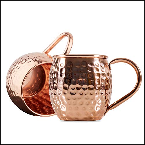 Sir Finley Monkey Moscow Mule Becher 2er Set - Kupferbecher reines Kupfer (100%) - Kupfertasse 450 ml geeignet für Ayurveda (Design Fass) von Sir Finley Monkey