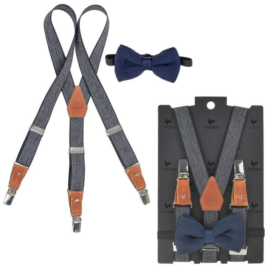 Hosenträger Kinder Set mit Fliege Jungen "KIDS" Herringbone Blue von Sir Redman