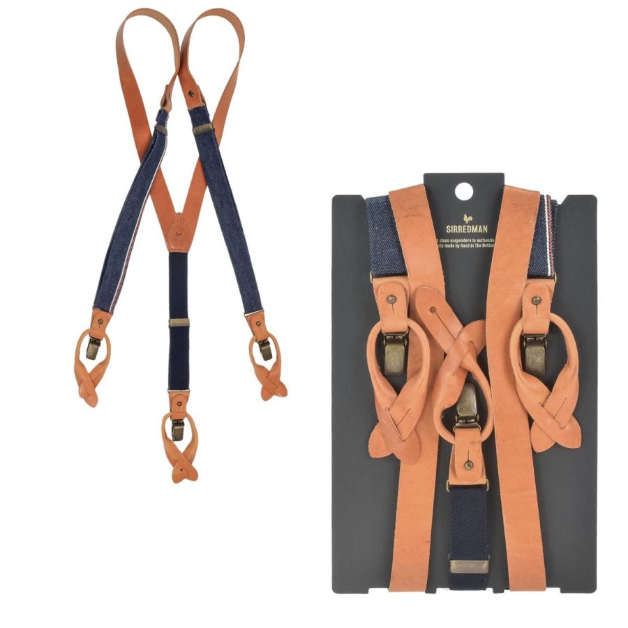 Hosenträger Leder & Denim Herren 25mm "Candiani" Blue Legacy blau mit natur Sir Redman Hosenträger Leder & Denim Herren 25mm "Candiani" Blue Legacy blau mit natur Sir Redman von Sir Redman