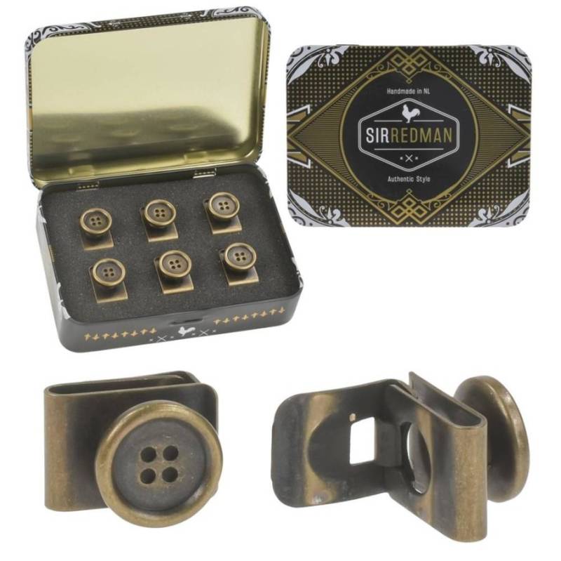 Knopfclips für Hosenträger 6er Set altmessing Sir Redman von Sir Redman