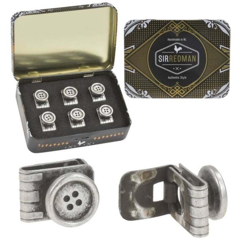Knopfclips für Hosenträger 6er Set altsilber Sir Redman von Sir Redman