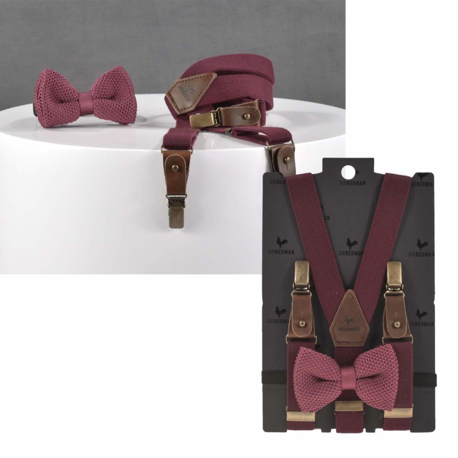 Hosenträger Kinder Set mit Fliege Jungen "KIDS" Mr Buck Burgundy von Sir Redman