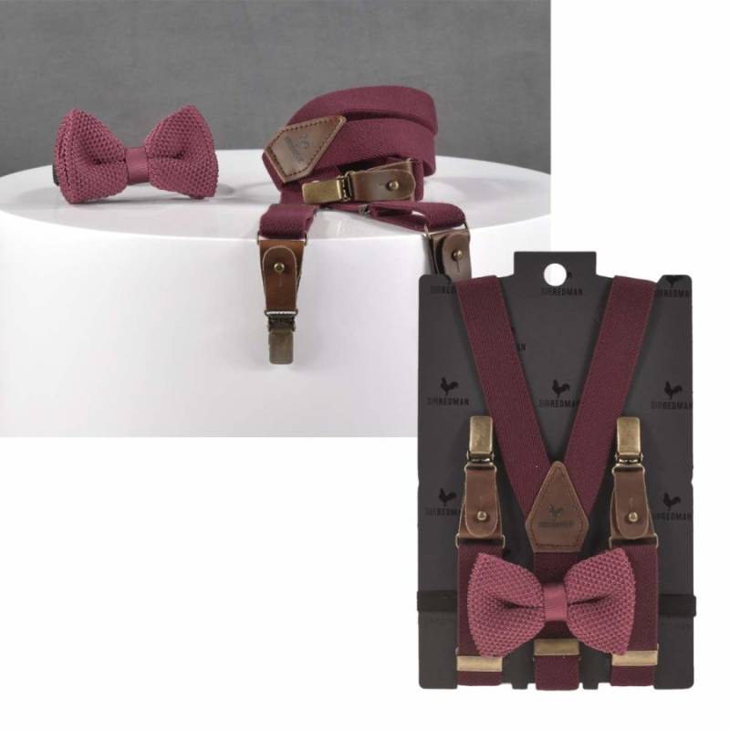 Hosenträger Kinder Set mit Fliege Jungen "KIDS" Mr Buck Burgundy von Sir Redman