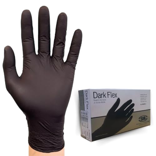 Sir Safety System Einweghandschuhe Nitril/Vinyl Dark Flex (Packung mit 100 Stück), S Nitrilhandschuhe und schwarzes Vinyl, Einweghandschuhe, Arbeitshandschuhe M, latexfrei und puderfrei. 100 von Sir Safety System