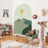 Großer Boho Kinderzimmer Bogen, Sonnenaufgang Bergbogen Wandtattoo, Landschaft Aufkleber, Wand Kunst Home Interior Decor, Decor von SirFaceGraphics