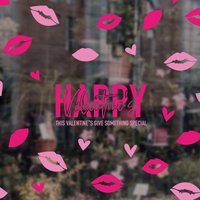 Happy Valentine's Day Kisses Fenster Aufkleber - Abnehmbare Vinyl Saisonales Schaufenster Fensterdeko Valentinstag von SirFaceWindows