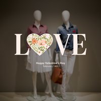 Love - Happy Valentine's Day Schaufenster Dekoration Wiederablösbares Einzelhandelsschild Selbstklebend Abnehmbare Vinyl-Aufkleber 14. Februar von SirFaceWindows