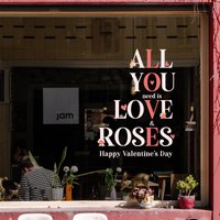 Love & Roses - Happy Valentine's Day Schaufenster Dekoration Wiederablösbares Einzelhandelsschild Selbstklebend Abnehmbare Vinyl-Aufkleber 14. von SirFaceWindows