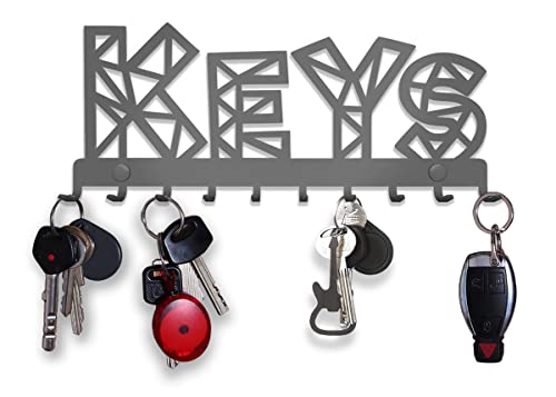 SirHoldeer Schlüsselbrett Keys Wand-organizer (10-Haken) Dekorativer Schlüssel-board Hakenleiste Schlüsselleiste Vintage Decor Haus-tür Küche Fahrzeug-schlüssel Aufhänger Grau von SirHoldeer