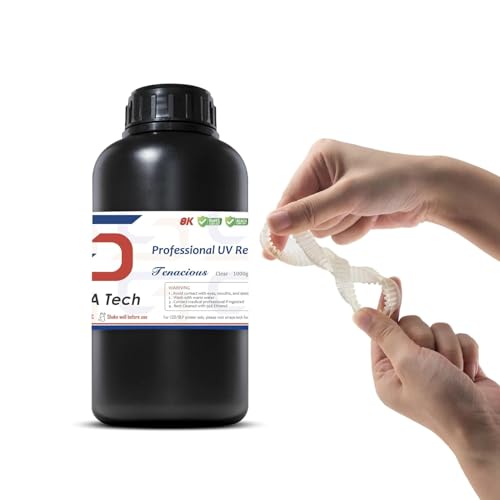 Siraya Tech Tenacious 3D-Druckerharz Flexibles 405 nm UV-härtendes Harz mit hoher Schlagfestigkeit Standard-Fotopolymerharz für LCD-DLP-3D-Druck (1000 g, transparent) von Siraya Tech