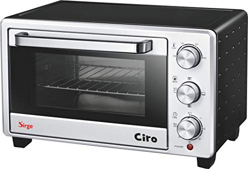 Sirge FORNO20L Mini - Ofen 20 Liter 1380 Watt mit Timer Mini Backofen Pizzaofen DOPPELGLAS (A13) und Anti-Verbrühungsgriff - 60 Minuten Timer - Einstellbarer Thermostat: 100-250C von Sirge