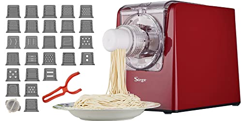 Sirge PASTAMAG26 Nudelmaschine 300 W - 26 Trafil - bis zu 900 g Paste - Vertikale Extrusion ideal für lange Pasta - inkl. Zubehör für Raviolen von Sirge