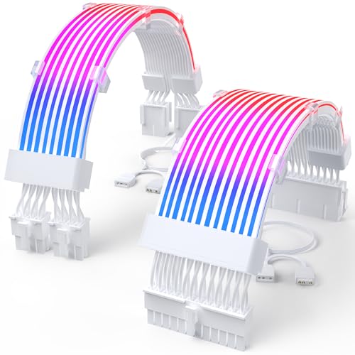 Sirlyr RGB PSU-Kabelverlängerung, ARGB PC-Netzteilkabel mit weichen LED-Streifen und PVC-ummanteltem Verlängerungskabel, 16AWG 24 Pin ATX Dual 8 Pin PCIE Set Sirlyr RGB PSU-Kabelverlängerung, ARGB PC-Netzteilkabel mit weichen LED-Streifen und PVC-ummanteltem Verlängerungskabel, 16AWG 24 Pin ATX Dual 8 Pin PCIE Set von Sirlyr