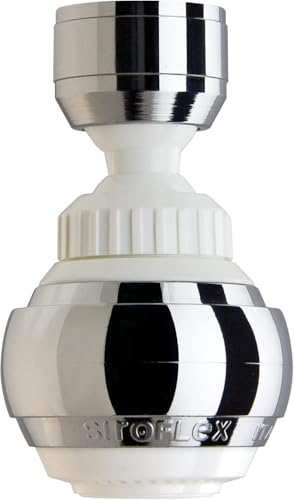 Siroflex 2525/50S Saturn Strahlregler Brause mit Wasserbelüftung mit doppeltem Kugelgelenk Made in Italy Chrom Weiß von Siroflex