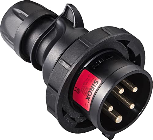 SIROX® CEE-Stecker IP 67, 5-polig, 400 V, 6 h, schwarz Stromstärke 16 A, vernickelte Kontakte nein, Pilotkontakt nein von Sirox