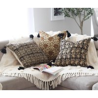 Handblock Floral Kissenbezug Set Boho Quaste Home Decor von SiroyLilyCA