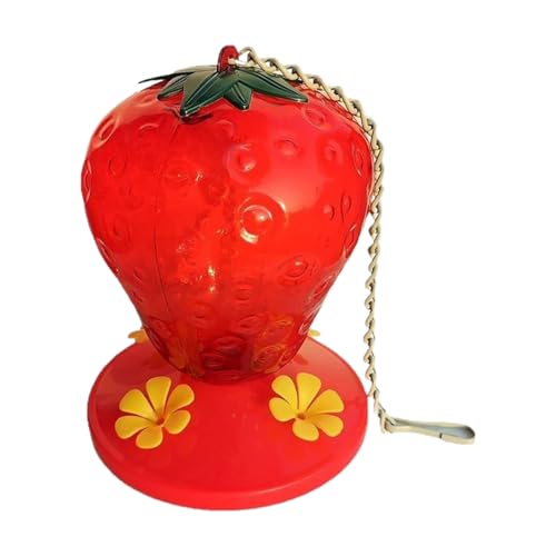Kolibri-Futterspender - Vogelfutter Mit Erdbeer-Design | Windresistente Futterstelle für Garten Haustierbereich Terrasse Balkon Geschenkidee von Sirseon