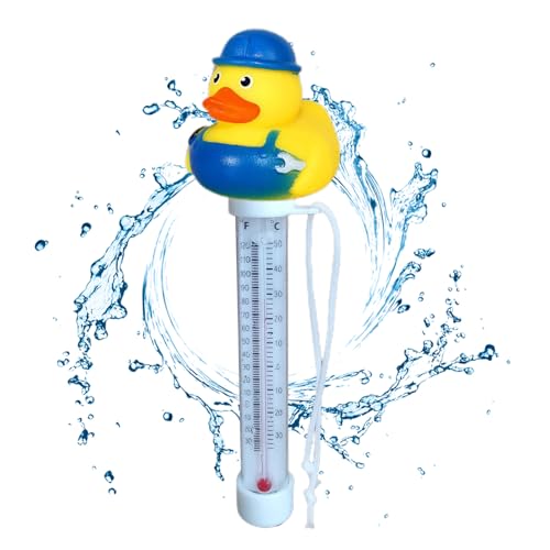 Schwimmender Poolthermometer Mit Schnur - Pooltemperaturmesser Präzises Wasserthermometer Duck Pool Thermometer Für Pool, Spa & Schwimmbad - Floating Thermometer Mit Cartoon-Design Für Innen Außen von Sirseon
