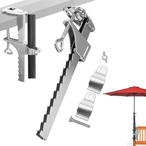 Sonnenschirmhalterung, Terrassenschirm-Ständer-Clip – einfache Installation, Verstellbarer Terrassenschirm-Seitenhalter für Deck, Dock, Bleicher, Boote von Sirseon