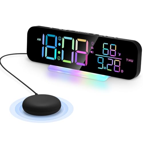 Sirxlevcy Vibrationsuhr mit Superlautem Alarm und Bettvibrator. Verschiedene Anzeigemodi mit Buntem RGB-LED-Nachtlicht Sirxlevcy Vibrationsuhr mit Superlautem Alarm und Bettvibrator. Verschiedene Anzeigemodi mit Buntem RGB-LED-Nachtlicht von Sirxlevcy