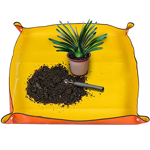 SisBroo Wasserdichte Pflanzen-Umtopf-Matte für den Innenbereich, faltbare Pflanzmatte für den Innenbereich, Sukkulenten-Pflanzmatte, tragbare Gartenmatte, 68,1 x 68,1 cm (Orange) von SisBroo