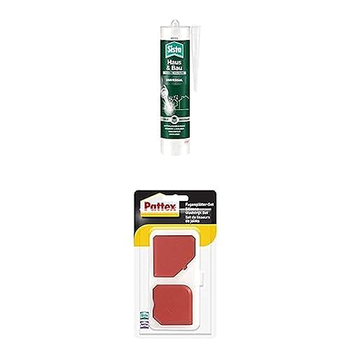 Bundle aus Sista Haus & Bau Universal FlexTec Polymer, 1x280ml, weiß + Pattex Fugenglätter Set, 9 Fugenspachtel zum professionellen Glätten, 1 Set inkl. Aufbewahrungsbox von Sista