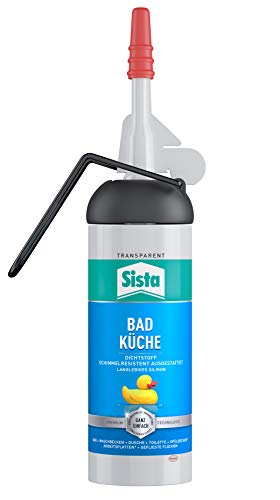 Sista BAD KÜCHE transparent, Dichtstoff, schimmelresistent ausgestattetes, langlebiges Silikon für Küche und Bad, wasserdichter Fugenfüller, 1x100ml Spender von Sista