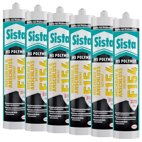 Sista F154 Hochbau&Anschluss, elastischer, neutralvernetzender Dichtstoff, zur Verfugung von Außenwandfugen, als Abbdichtung im Holz- und Metallbau, weiß, 6x 300ml von Sista