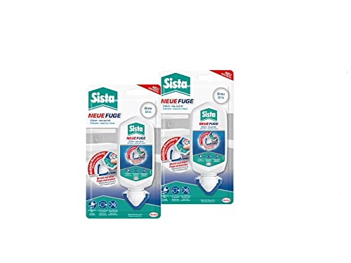 Sista NEUE FUGE, graue Silikon Dichtmasse, in wenigen Minuten von IHH zu AHH, schimmelresistentes Sanitärsilikon für Küche und Bad, einfache Erneuerung von Fugen in nur einem Schritt, 2x80ml von Sista