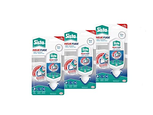 Sista NEUE FUGE, graue Silikon Dichtmasse, in wenigen Minuten von IHH zu AHH, schimmelresistentes Sanitärsilikon für Küche und Bad, einfache Erneuerung von Fugen in nur einem Schritt, 3x80ml von Sista