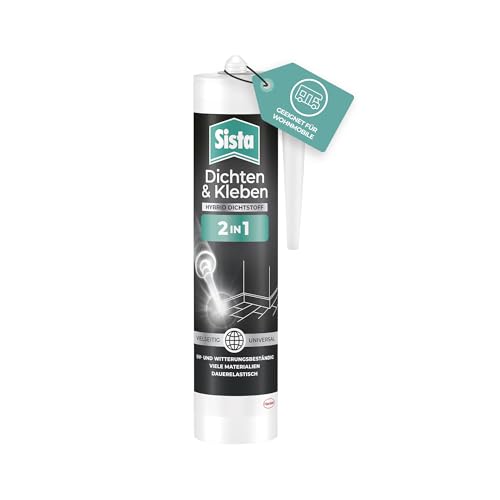 Sista Pattex Dichten & Kleben 2-in-1 Hybrid Dichtstoff, Klebstoff und Dichtmasse in einem, schimmelresistente Fugenmasse, Dichtmasse für viele Materialien*, 1x280ml Kartusche, schwarz von Sista