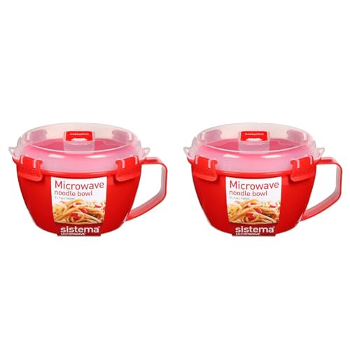 Sistema 1109 Mikrowellen-Nudelbowl To Go, 940 ml, rot (Packung mit 2) von Sistema