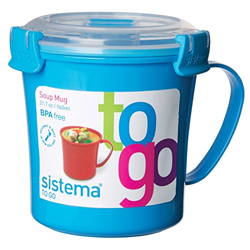 Sistema 2 Stück Mikrowelle Suppe-Becher/Lunch Stew Hot Drinks Cup, 656ml BPA Free - gemischte Farben von Sistema
