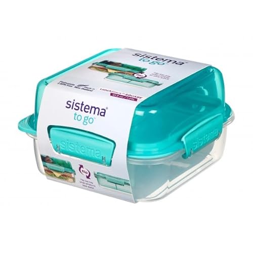 Sistema 4er Pack Lunchbox Stack Square To Go 1,24 Liter, Mint Farbe von Sistema
