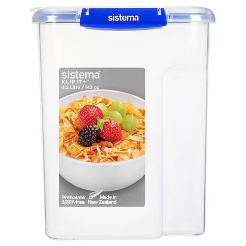 Sistema KLIP IT Plus Schüttdosen fur Müsli/Cornflakes | luftdichter 4,2 l fassender Vorratsbehälter für Lebensmittel | BPA-frei [881450] von Sistema