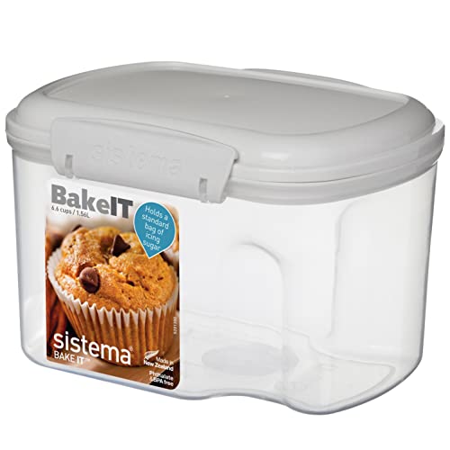 Sistema BAKE IT Vorratsdose | 1,56 l | Schüttdose mit Deckel für Lebensmittel | BPA-frei | perfekt für Müsli, Mehl, Pasta und vieles mehr |weiß/transparent | 1 Stück von Sistema