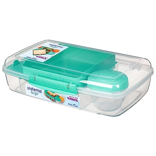 Sistema Bento Box TO GO Brotdose mit Fächern | 1,76 L Lunchbox mit auslaufsicherem Joghurt-/Fruchtbehälter | für Kinder & Erwachsene | BPA-frei | Gemischte Farben (nicht auswählbar) von Sistema