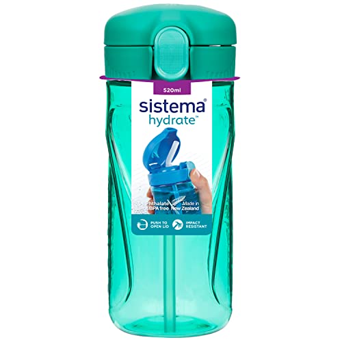 Sistema Hydrate Quick Flip Wasserflasche | 520 ml auslaufsichere Wasserflasche mit Trinkhalm | BPA-frei von Sistema
