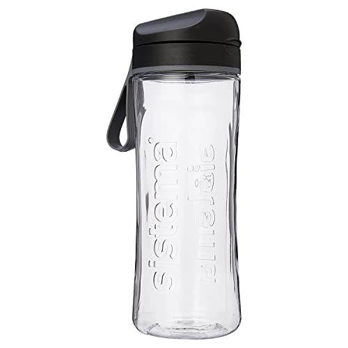 Sistema Hydrate Tritan Swift Wasserflasche, 600 ml, Auslaufsichere Wasserflasche, BPA-frei, schwarz von Sistema