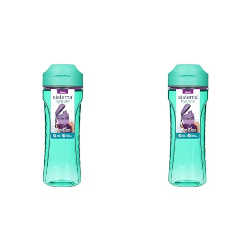 Sistema Hydrate Tritan Swift Wasserflasche | 600 ml | auslaufsichere Wasserflasche | BPA-frei | recycelbar mit TerraCycle® | farblich sortiert (Packung mit 2) von Sistema